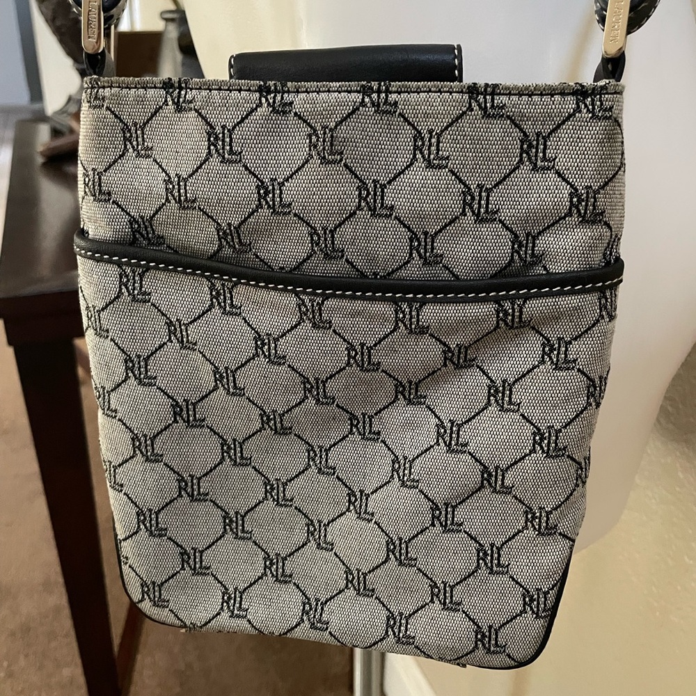 Vintage Ralph Lauren Navy Crossbody Bag with Geometric Pattern